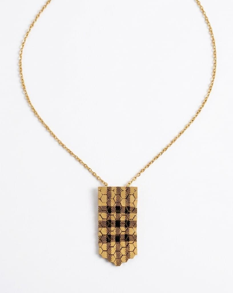 Damier Noir Altın Kolye